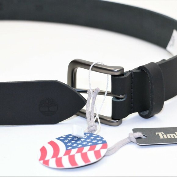 Timberland Size 34 Men's Classic Leather Belt Made in USA Black New - Picture 6 of 8